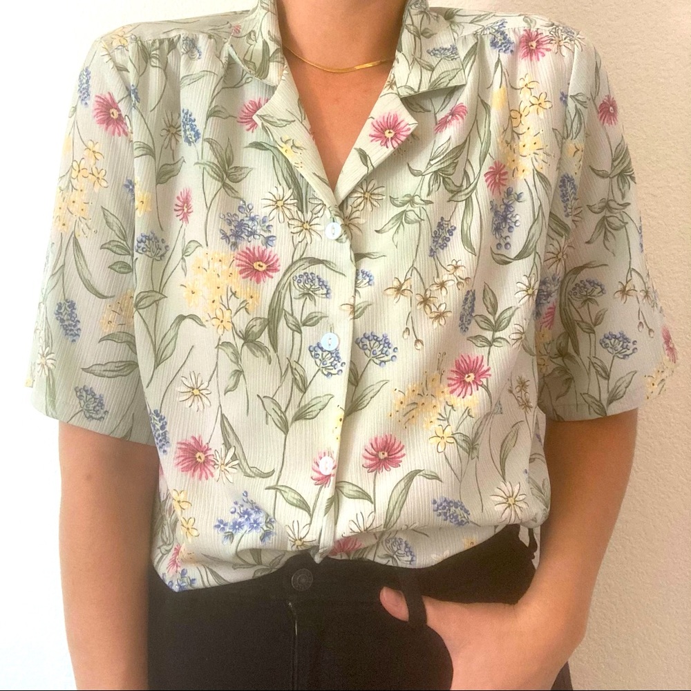 Vintage Pastel Floral Granny Cottagecore Top
